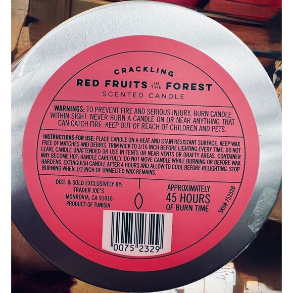 Trader Joes Crackling Red Fruits In The Forest Scented Candle 11.28 Oz Wooden Wi - Picture 2 of 2